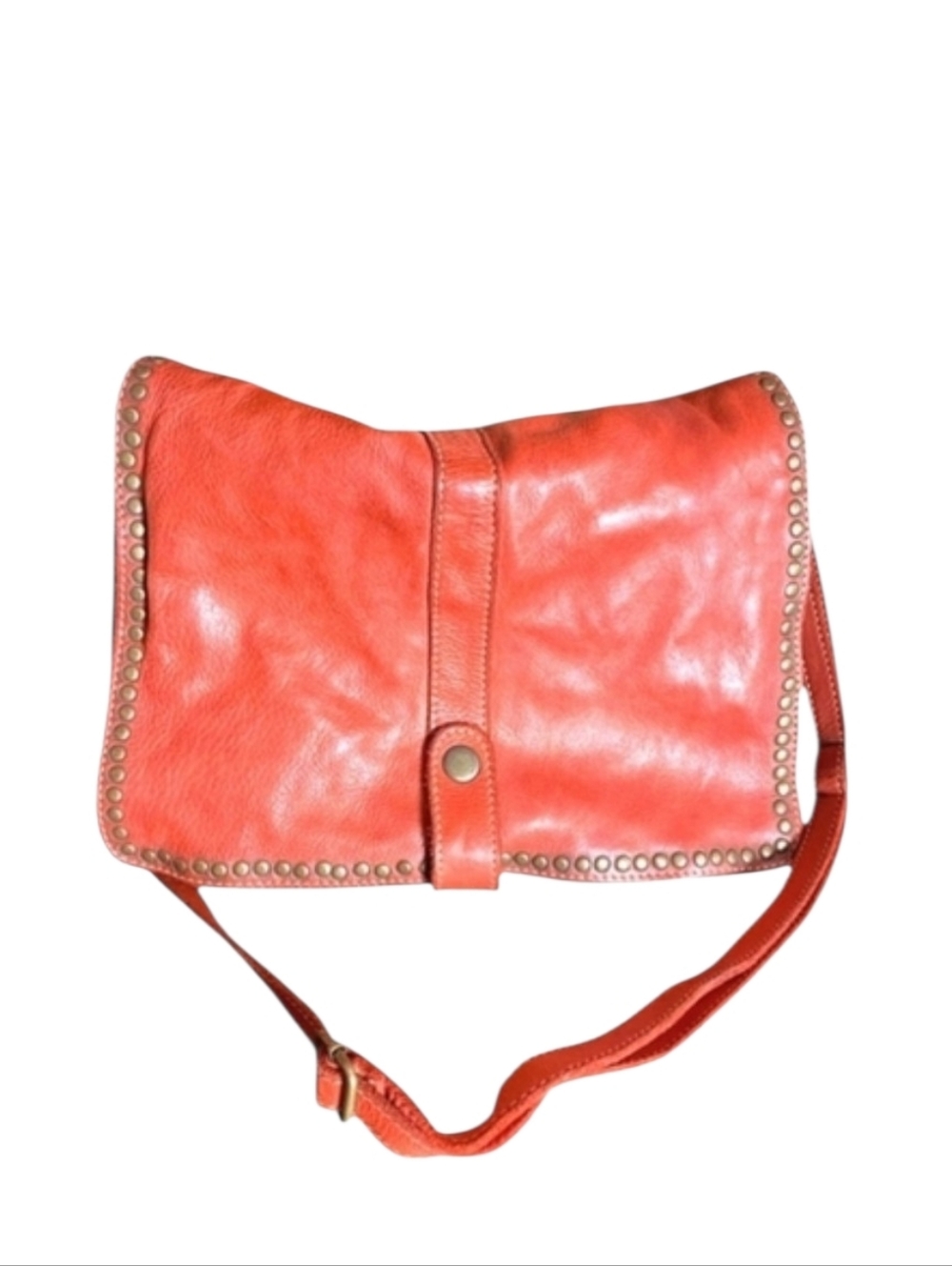 Costanza Rota Leather Studded Shoulder Crossbody Red Bag